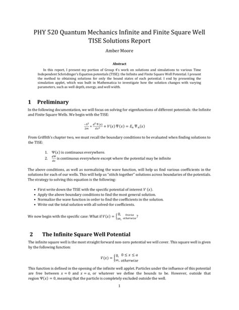 quantum mechanics infinite finite square  solutions