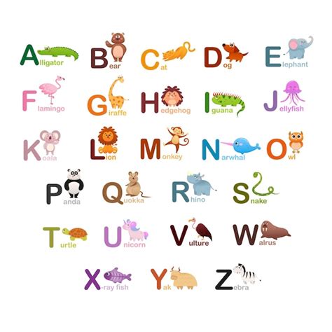 Premium Vector | Animals alphabet. cute abc for kids education.