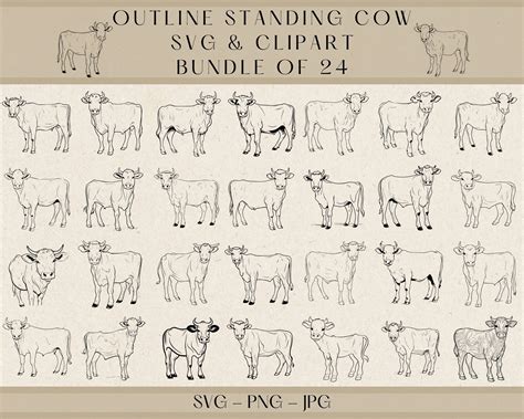 Outline Cow Svg, Cow SVG, Cow SVG Bundle, Cow Head Svg, Cow Clipart ...