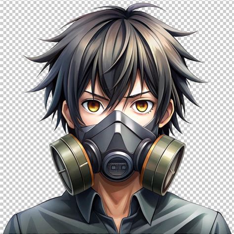 Anime character wearing a gas mask | Premium AI-generated PSD