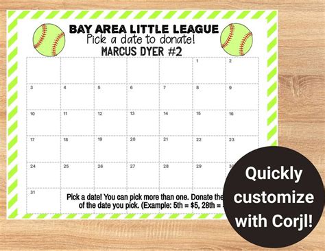 Softball Calendar Fundraiser Template Printable Word Searches