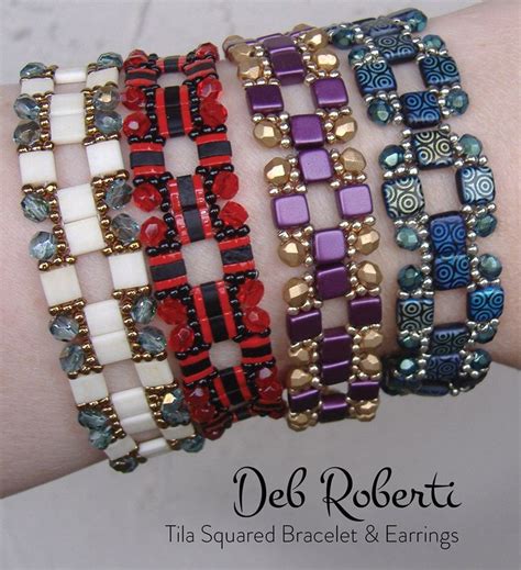 Tila Squared Bracelet Earrings Beaded Pattern Tutorial By Deb Roberti