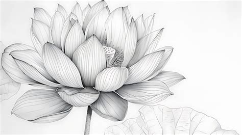 Premium Photo | A black and white drawing of a lotus flower