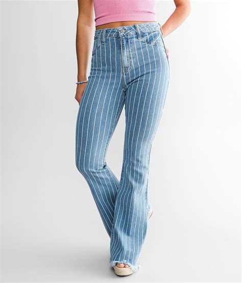 Cello Jeans High Rise Striped Flare Stretch Jean Womens Jeans In