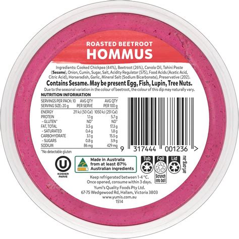 Yumi S Roasted Beetroot Hommus Dip G Woolworths