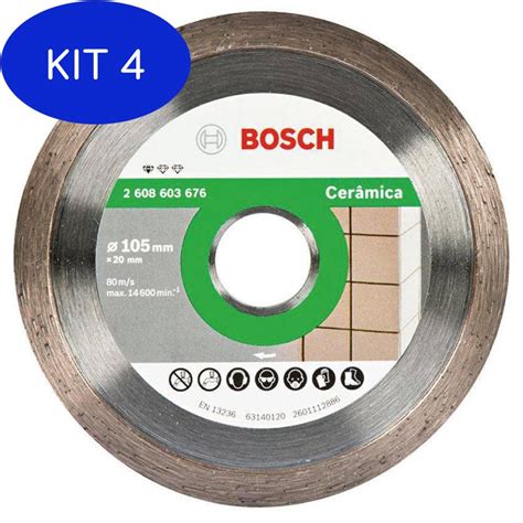 Kit 4 Disco Diamantado Bosch Liso Cerâmica 105MMx20Mm Fast Submarino