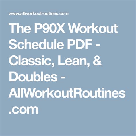 Beachbody P90x Classic Workout Schedule Blog Dandk