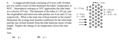 Solved A Staggered Tube Bank Consisting Of 6 Rows With 10 Chegg