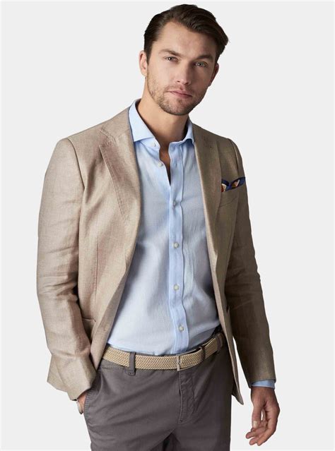 Pure Linen Hopsack Slim Fit Blazer Gutteridgeeu Blazers Uomo