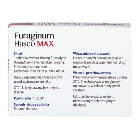 Furaginum Hasco MAX 100mg 30x Tablets Urinary Infections Furagina On OnBuy