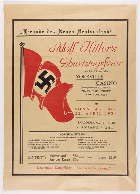 Lot - GERMAN-AMERICAN BUND CELEBRATES HITLER'S BIRTHDAY