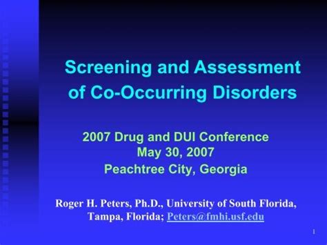 Screening And Assessment Of Co Occurring Disorders