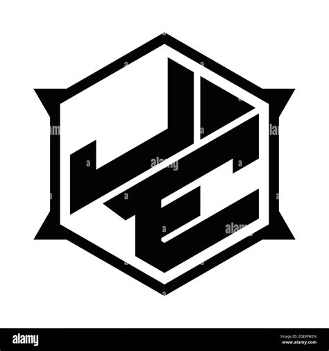 Je Logo Monogram With Hexagon And Sharp Shape Design Template Stock