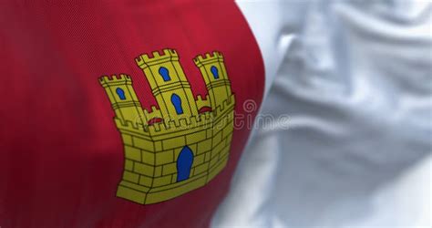 Close Up Of Castilla La Mancha Flag Waving Stock Illustration