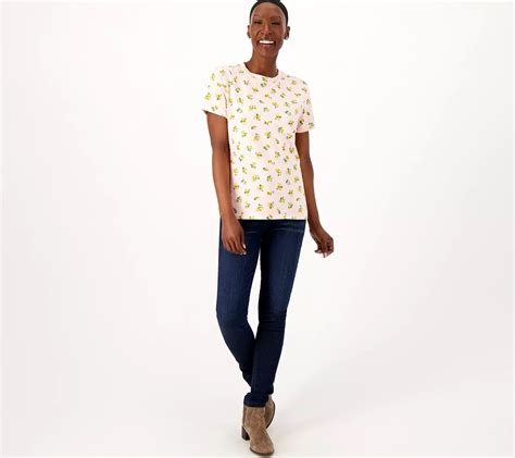 Isaac Mizrahi Live Floral Printed Crew Neck T Shirt QVC