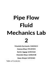 Fluid Report Pipe Flow And Friction 8 5 10 Docx Pipe Flow Fluid