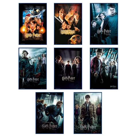 Harry Potter 1-8 - Framed 8 Piece Movie Poster / Print Set) (8 Regular ...