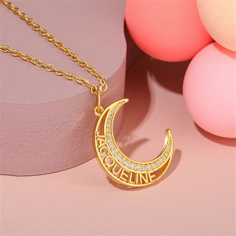 Jeulia Collar De Plata De Ley Con Colgante De Luna Personalizado Con El