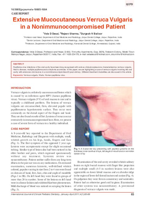 Pdf Extensive Mucocutaneous Verruca Vulgaris In A