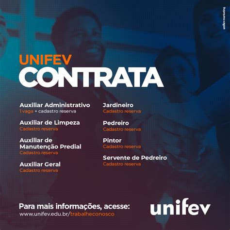 Unifev Abre Processos Seletivos Para Diversos Cargos UNIFEV