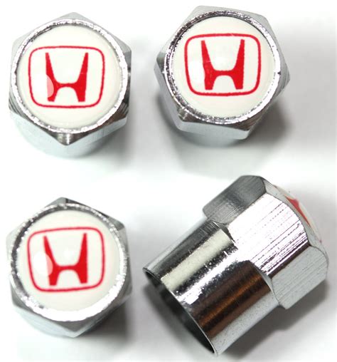 Honda White Tire Valve Stem Caps Plus Free Extra Cap Tire Valve