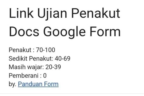 Coba Link Ujian Penakut Docs Google Form Yakin Kamu Orang Yang Berani