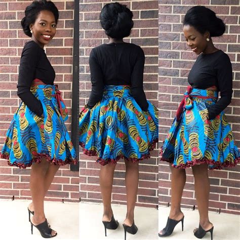 Rente Multi Flare African Skirts Pleated Flare Skirt African Print