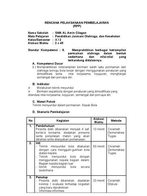 Link Download Rpp 1 Lembar Penjas Pjok Kelas 10 Tahun Ajaran 20222023 Porn Sex Picture