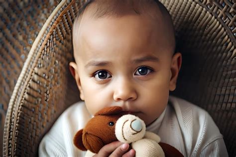 Premium Photo A Baby Is Holding A Teddy Bear And A Teddy Bear