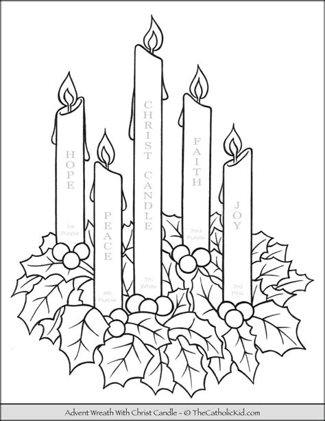 Advent Wreath Coloring Page with Candle Names & Meanings