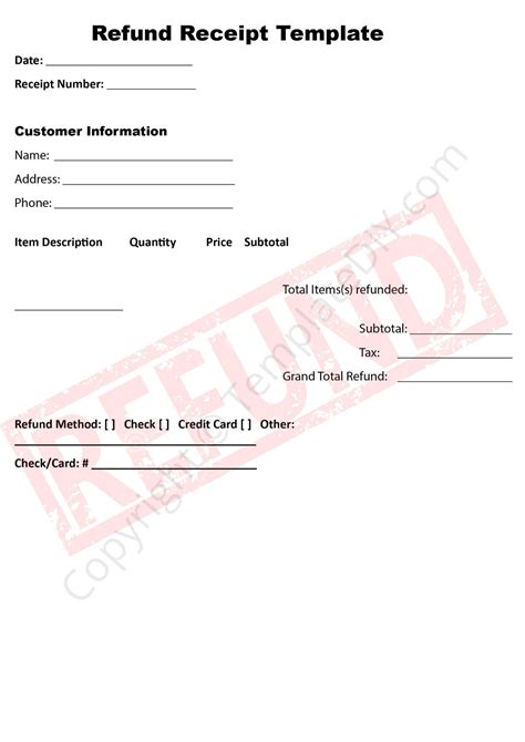 Printable Refund Form Template