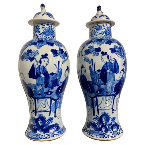 Pair Of Th Century Chinese Blue And White Porcelain Vases At Stdibs