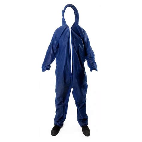 BOEN Size Large Blue Disposable Coverall Hood Chemical Protective