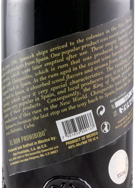 Rum El Ron Prohibido Gran Reserva 15 Anos