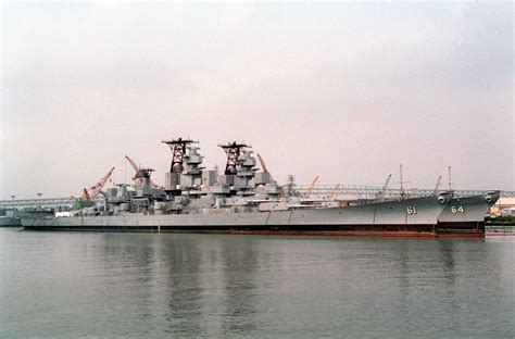 A Starboard Bow View Of The Decommissioned Battleships IOWA BB 61 And