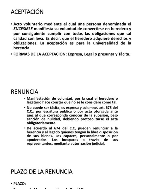 Aceptación Y Renuncia De La Herencia Pdf