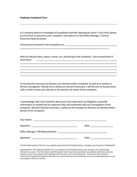 Hr Employee Complaint Form Templates At