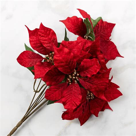 Red Artificial Poinsettia Bush Bushes Bouquets Floral Supplies