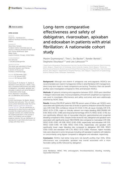 Pdf Long Term Comparative Effectiveness And Safety Of Dabigatran