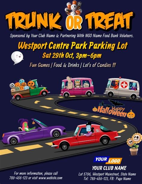 Cute Trunk Or Treat Halloween Flyer Postermywall