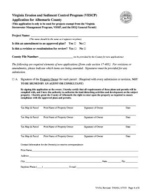 Fillable Online Albemarle Virginia Erosion And Sediment Control Program