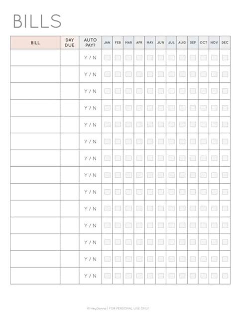 Free Printable Monthly Bill Tracker Hey Donna Worksheets Library