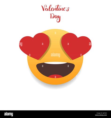 Valentines Day Emoticon Emoji With Hearts Eyes Stock Vector Image