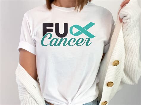 Fuck Cancer Svg Png Teal Ribbon Svg Cervical PCOS Ovarian Etsy
