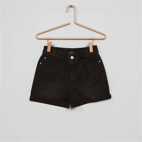 Short En Denim Destroy Fille Ans Noir Kiabi