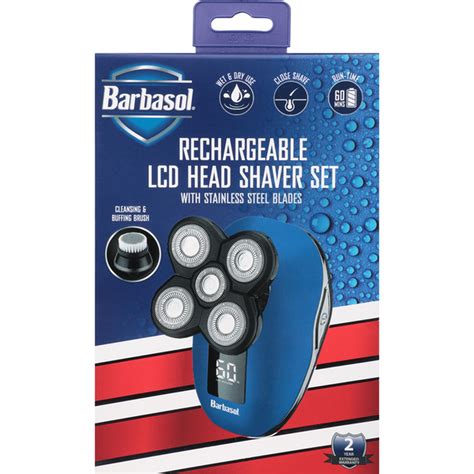 Barbasol LCD Head Shaver Set, with Stainless Steel Blades, Rechargeable ...