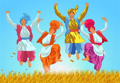 Classic Bhangra Dancers Vector 140880 Vector Art At Vecteezy