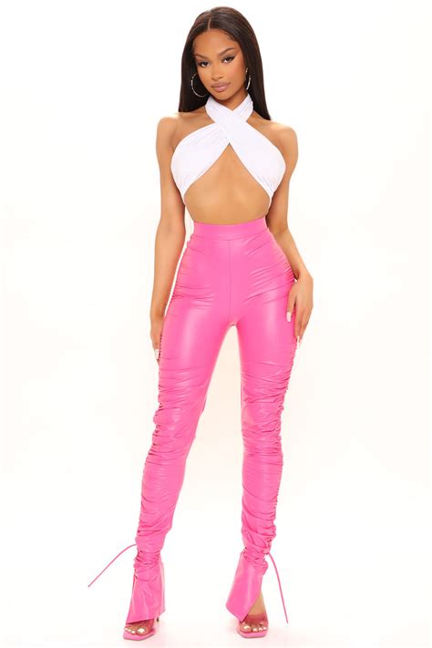 Heat Wave Faux Leather Stacked Pants Fuchsia Fashion Nova Pants