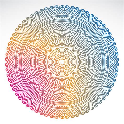 Round Gradient Mandala On White Isolated Background Stock Vector