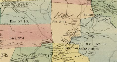 Historic landowners map of Glastonbury, CT from 1869 - CT Restored